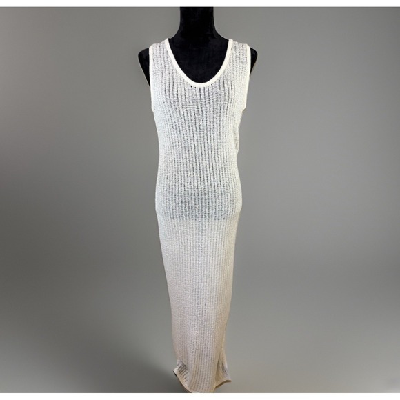 Shade & Shore Women's Crochet Maxi Cover Up Tank Dress Cream XL NWT - Picture 1 of 6